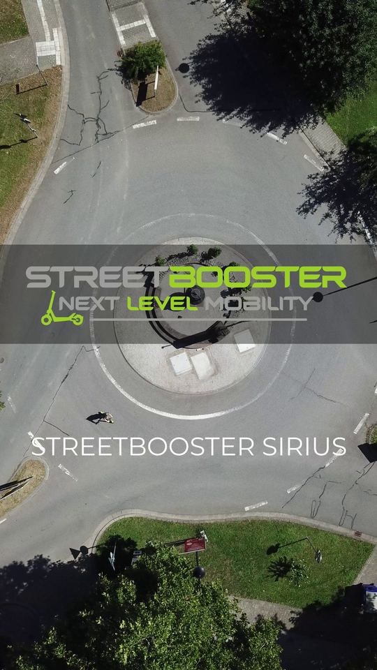 Videography Saarland: product film for the Streetbooster Sirius e-scooter with drone footage and riding scenes